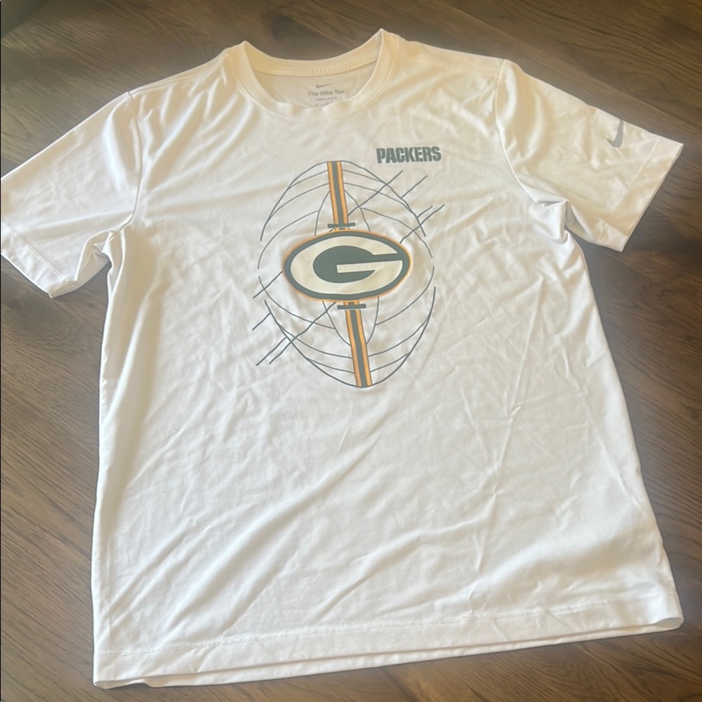 Nike Men's Dri-Fit Green Bay Packers White T-Shirt Medium
